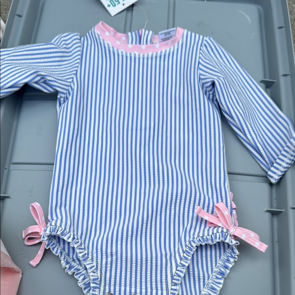 Striped Blue and Pink Baby Romper